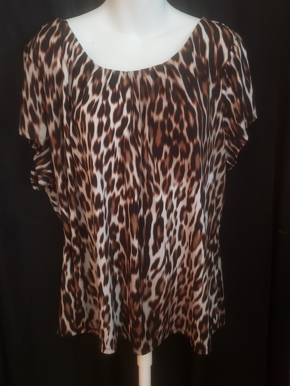 Worthington 3X cap sleeve leopard print blouse top